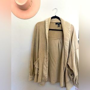 Forever 21 free people dupe drop shoulder reverse fleece cardigan